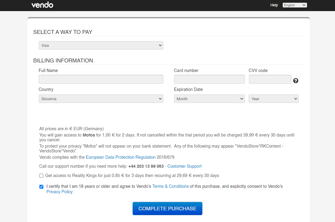 Step 4 — Pay For Mofos Trial Membership