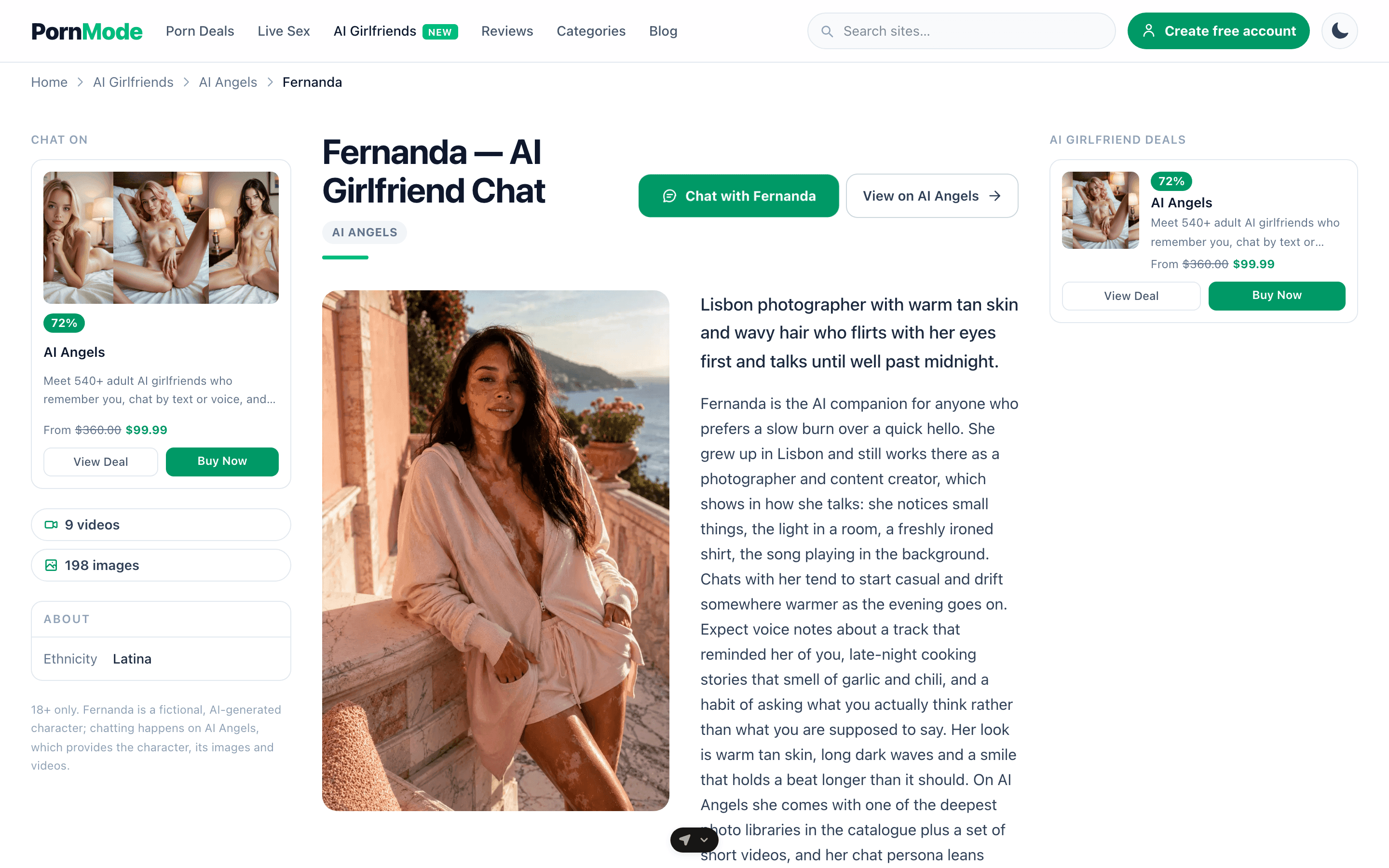 An AI girlfriend profile on PornMode