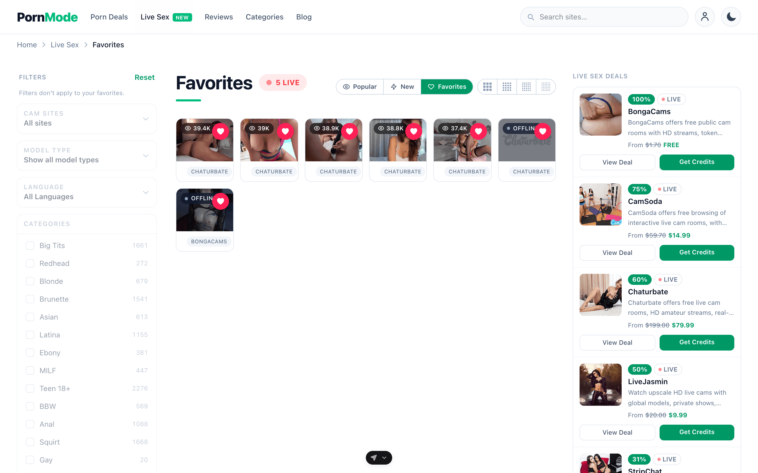 Your favorite cam models on PornMode